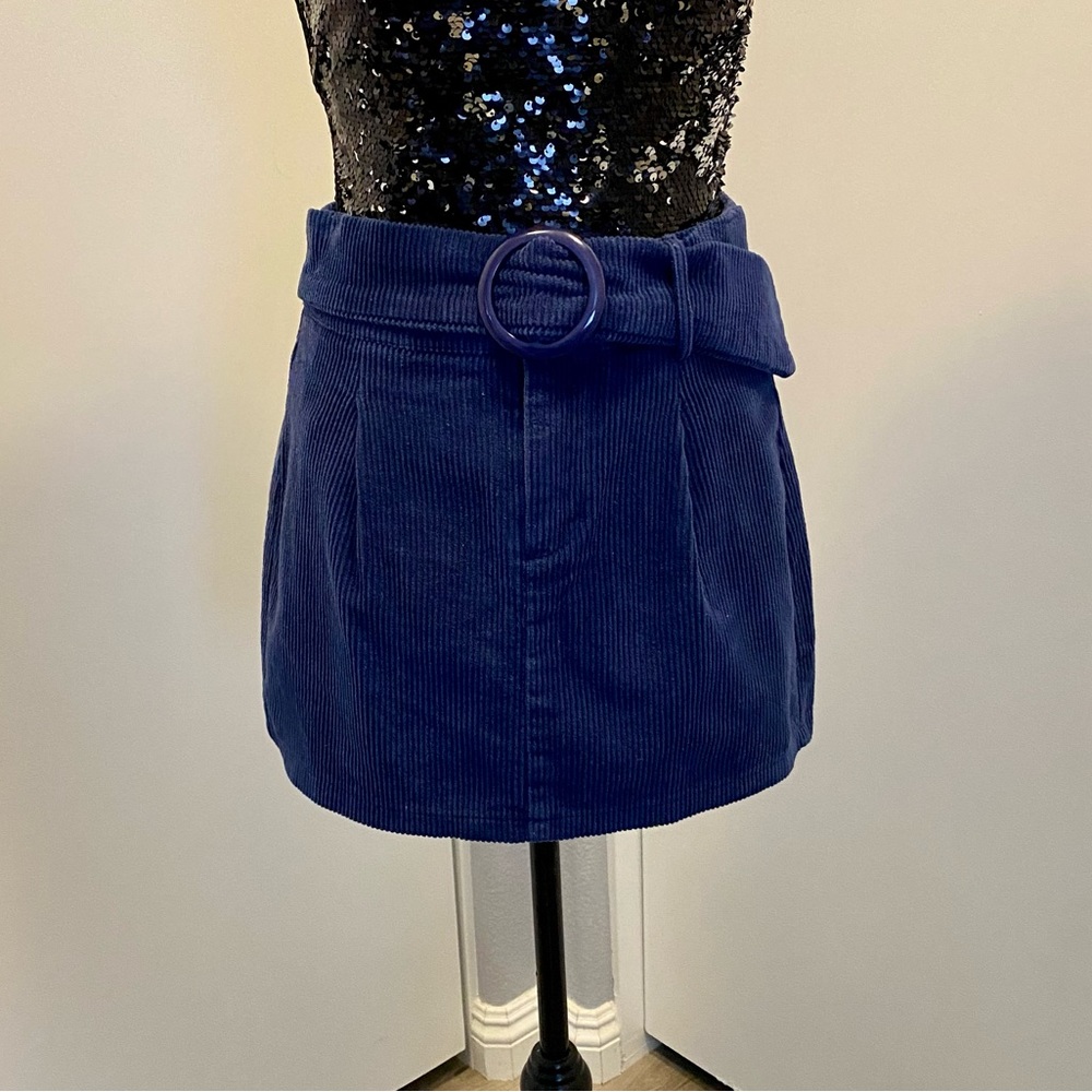Emory Park Corduroy Blue Mini Skirt Small